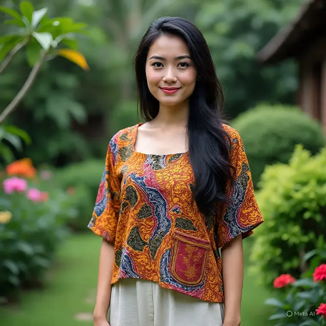 Model Baju Batik Bawahan Rok Panjang Polos