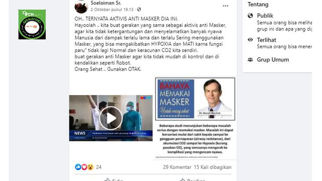 Penelusuran klaim menggunakan masker berakibat keracunan CO2