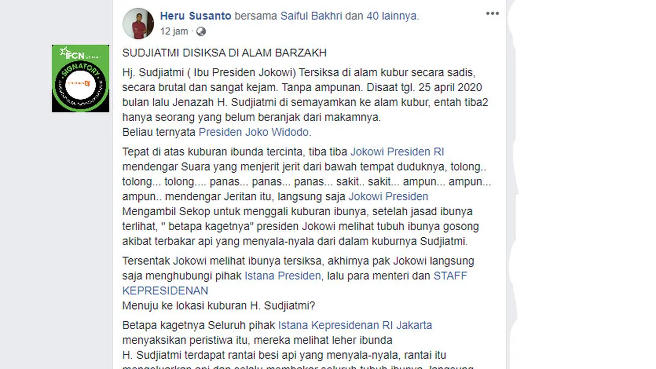 Klaim Cerita Siksa Kubur Ibunda Presiden Jokowi