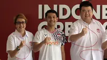 Pebulu tangkis Indonesia, Fajar Alfian dalam konferensi pers digelarnya turnamen bulu tangkis Indonesia Open 2025 di Ruang Serbaguna Pelatnas PBSI, Cipayung, Jakarta Timur, Rabu (07/05/2025). (Bola.com/Bagaskara Lazuardi)