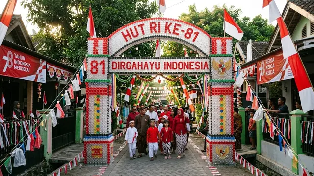 Desain Dekorasi HUT RI dari Limbah Plastik yang Murah tapi Mencuri Perhatian/AI Generated