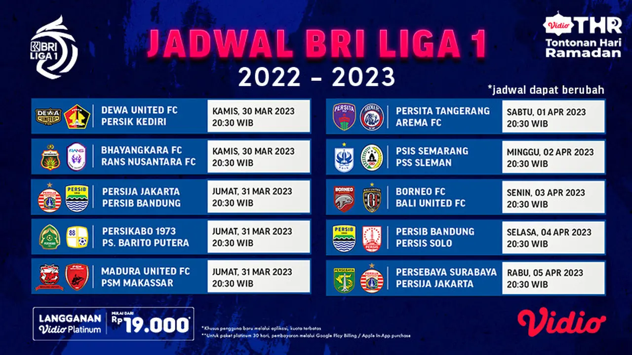 Jadwal Liga 1 Pekan ke-32 Live Vidio, 30 Maret sampai 5 April : Dewa United Vs Persik Kediri