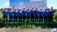 Pertamina melakukan groundbreaking proyek pengembangan pembangkit listrik tenaga Surya (PLTS) di Kilang Plaju . (Dok Pertamina)