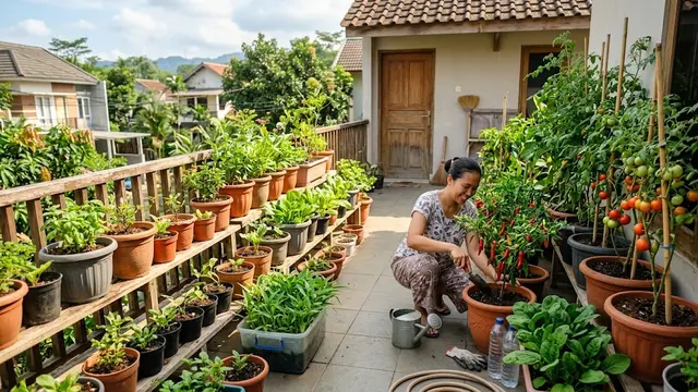 Ide Kebun Sayur untuk Rumah Kontrakan yang Tidak Boleh Dibongkar (AI Generated)