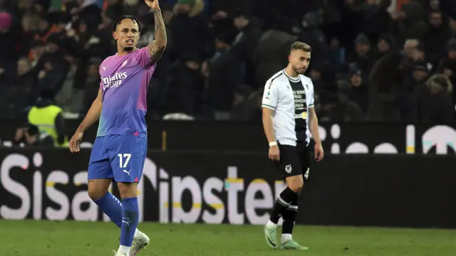 Selebrasi pemain AC Milan saat melawan Udinese di Liga Italia