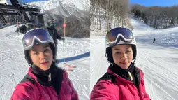Berada di suhu -3 derajat, Yura Yunita yang melalui medan terjal pun menggambarkan bahwa dirinya tetap berkeringat. Merasa pegal-pegal saat melewati rute, ia pun tetap semangat yang pada akhirnya bisa menikmati momen bermain ski tersebut. (Liputan6.com/IG/@yurayunita)