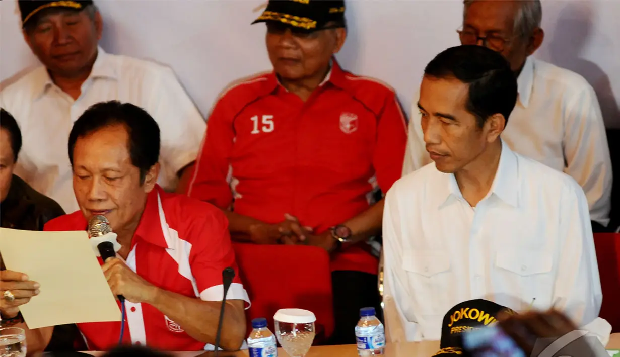 Ketua Umum PKPI Sutiyoso mengatakan bahwa dukungan PKPI kepada pasangan Joko Widodo-Jusuf Kalla tanpa syarat, Menteng, Jakarta Pusat, Kamis (22/5/2014) (Liputan6.com/Andrian M Tunay).