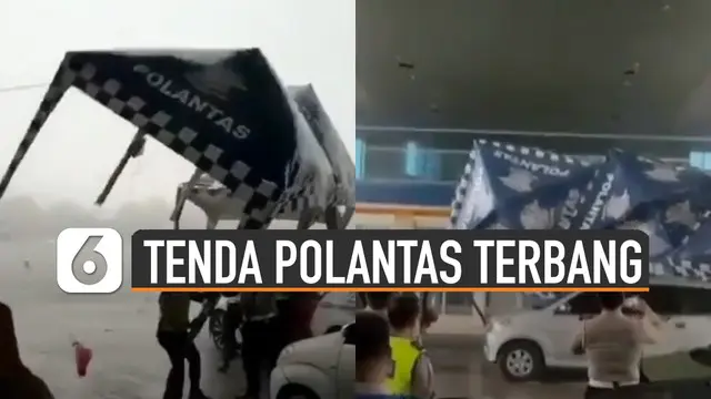 Video tenda Polantas terbang tersapu angin kencang viral di media sosial.