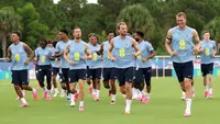 Timnas Inggris menggelar latihan di Palm Beach Gardens, Florida, 9 Juni lalu sebelum berlaga di Piala Dunia 2026. (Richard Pelham / GETTY IMAGES NORTH AMERICA / Getty Images via AFP)