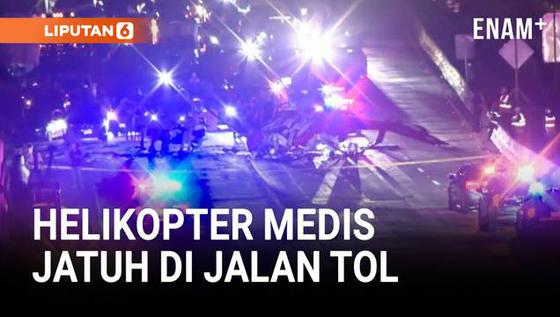 VIDEO: Tragis, Helikopter Medis Jatuh di Jalan Raya