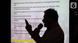 Koordinasi Kemanusiaan Yayasan GEUTANYOE, Nasruddin memberi paparan saat media briefing 'Keberpihakan Kepada Yang Rentan: Pemenuhan Hak Bagi Pengungsi Luar Negeri' di Jakarta (3/6/2022). Pada media briefing menjawab tantangan yang dihadapi dalam isu pengungsi luar negeri, serta memperkuat diskursus hak asasi manusia dalam pemberitaan media, khususnya dalam menjalankan peran kontrol sosial dan pendidikan kepada masyarakat. (Liputan6.com)