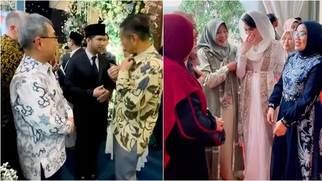 6 Potret Arumi Bachsin dan Emil Dardak di Pernikahan Anak Khofifah, Ikut Sapa Tamu