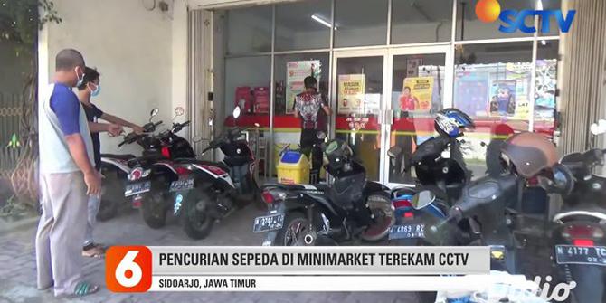 VIDEO: Maling Sepeda Angin di Minimarket Sidoarjo Terekam Kamera Pengawas