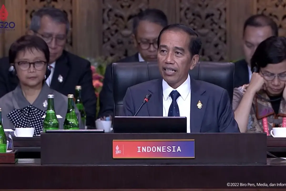 Presiden Joko Widodo atau Jokowi dalam pembukaan KTT G20 di Bali, Selasa (15/11/2022).