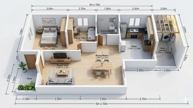 Ide Rumah Kecil dengan Laundry Room