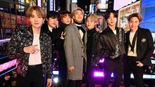 BTS saat di New York pada 31 Desember 2019. (AFP/Astrid Stawiarz)