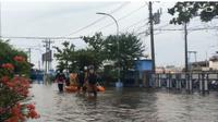 Banjir rob menerjang kawasan Pelabuhan Tanjung Mas Semarang, Jawa Tengah. (Foto: Tim Humas BPBD Jawa Tengah)
