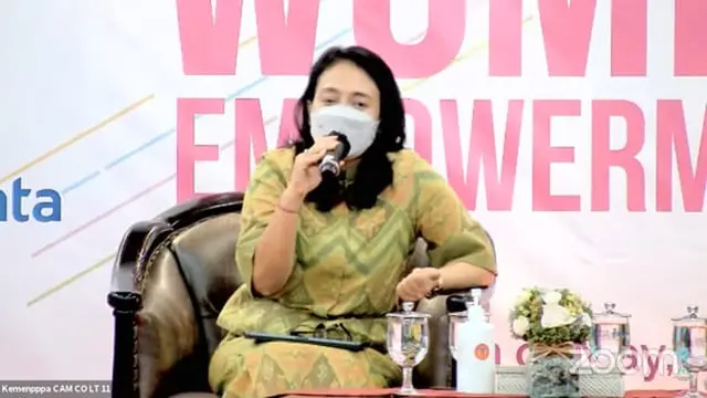Menteri PPPA Bintang Puspayoga di depan perwakilan 27 perusahaan anggota G20 Empower Indonesia. Istimewa