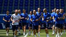 Timnas Islandia saat berlatih di Piala Dunia 2018. (AFP/Nicolas Asfouri)