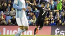 Cristiano Ronaldo merayakan golnya ke gawang Celta Vigo pada lanjutan La Liga di Balaidos stadium, Vigo, Rabu (17/5/2017). Madrid menang 4-1. (AP/Lalo R. Villar)