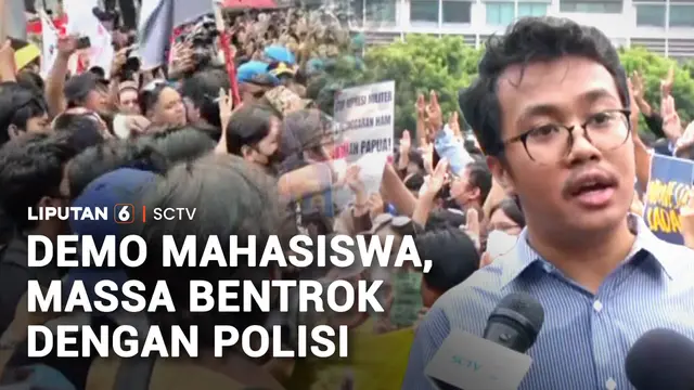 Bentrok Polisi dan Mahasiswa Warnai Demo Malam Hari di Jakarta