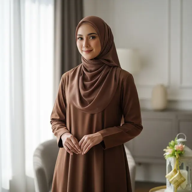 Model Gamis Terbaru Bahan Katun