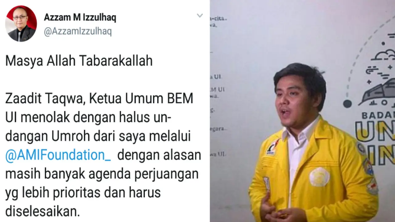 Aksi Kartu Kuning Diapresiasi, Ketua BEM UI Tolak Hadiah Umroh