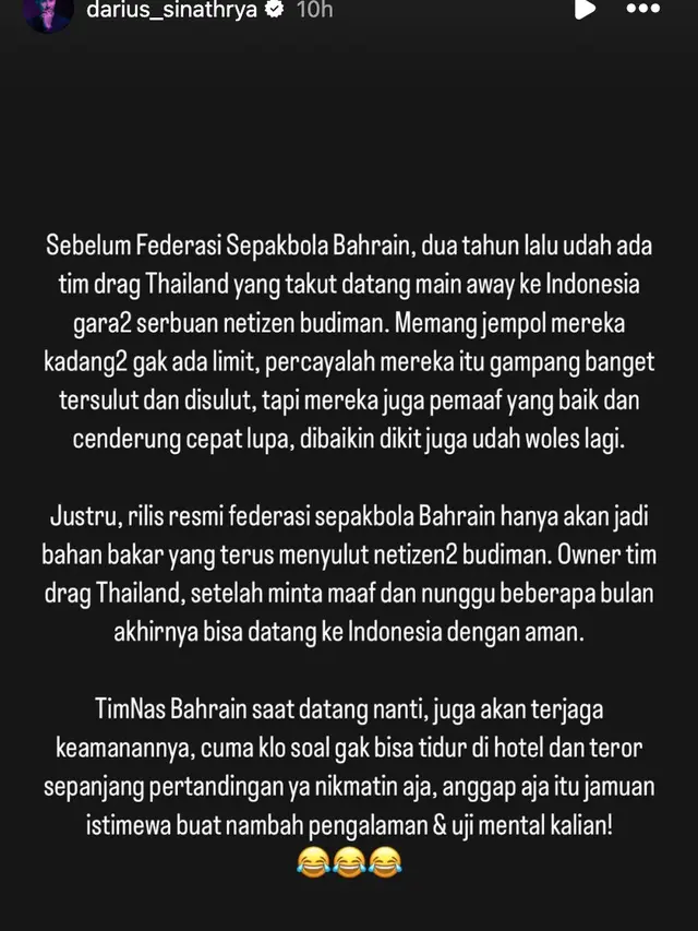 Unggahan Darius Sinathrya. (Foto: Dok. Instagram @darius_sinathrya)