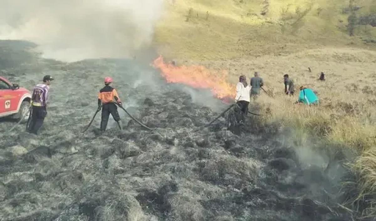 Suhu panas dan kering, serta angin kencang di kawasan Gunung Bromo berpotensi memunculkan titik api kembali.&nbsp;