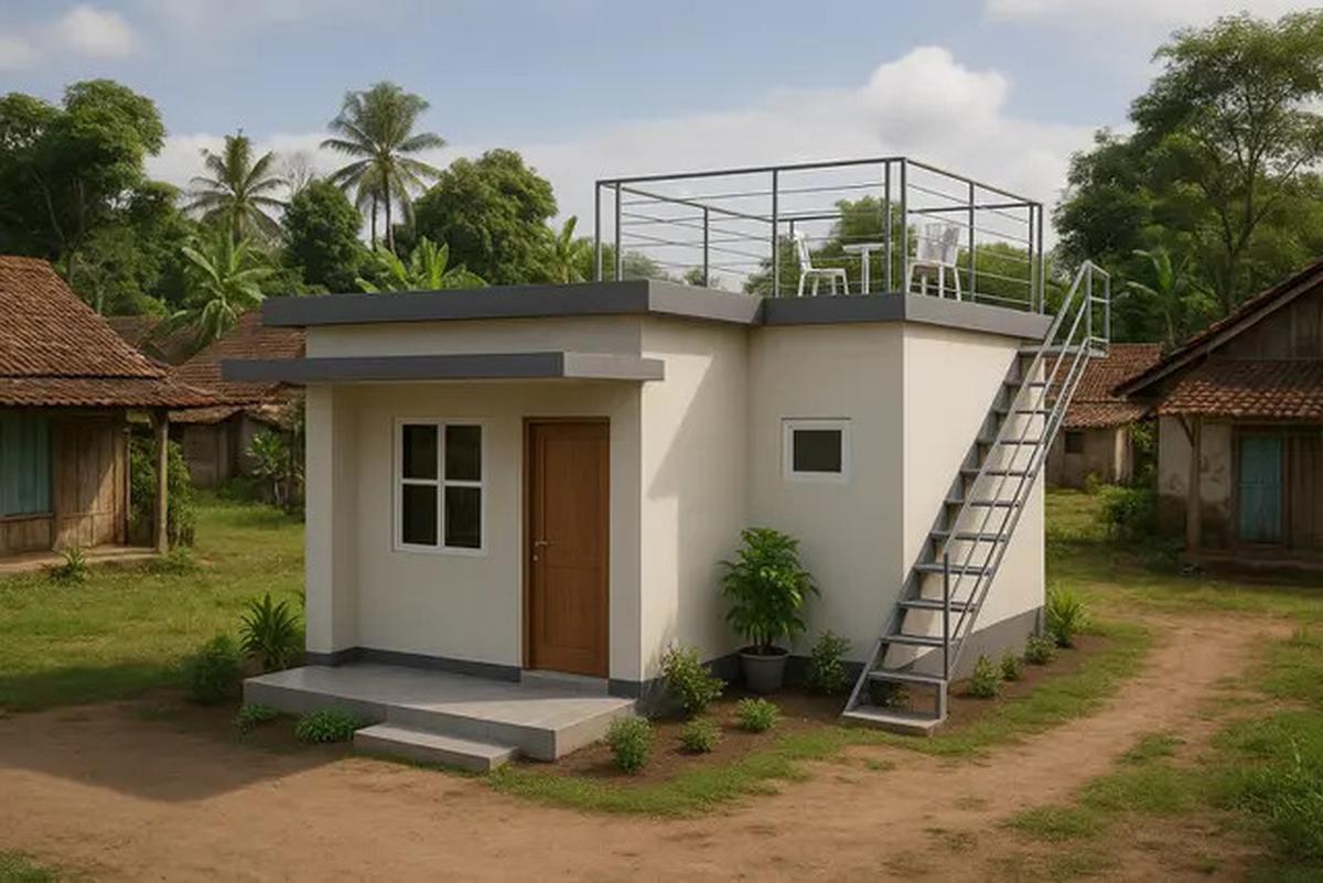 7 Gambar Rumah Sederhana Ukuran 6x9 di Kampung dengan Atap Datar