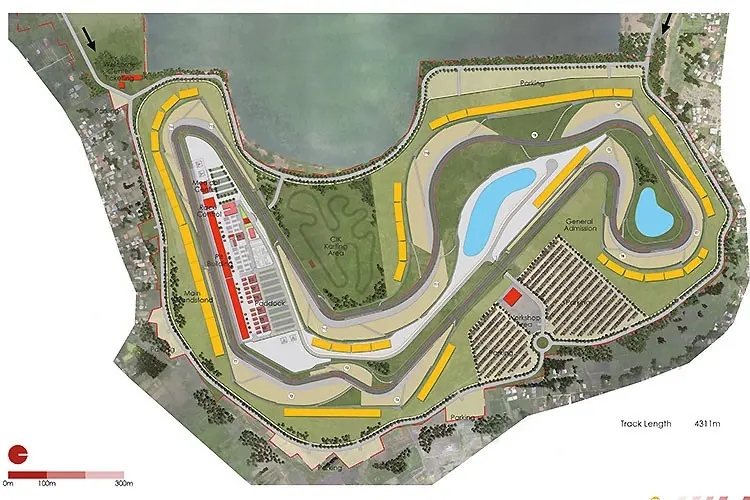 Sketsa Sirkuit Jakabaring Palembang yang rencananya bakal siap menggelar MotoGP 2019. (dok. Speedweek).