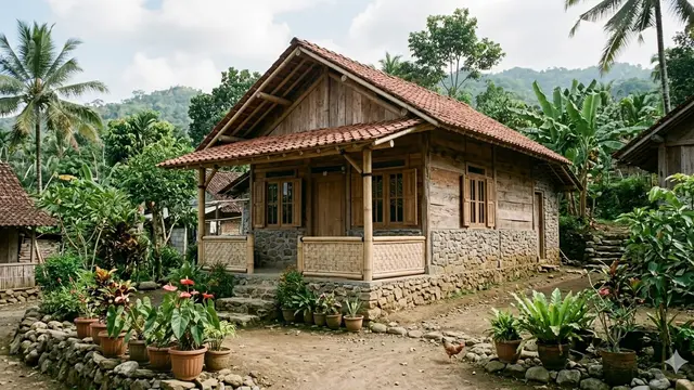 Desain Rumah 1 Lantai 2 Kamar di Desa (Foto: Gemini AI)