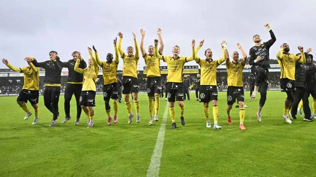 Perayaan juara Mjällby di stadion