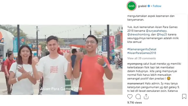 Grab Dukung Asian Para Games