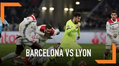 Barcelona bermain imbang dengan skor 0-0 saat menghadapi Lyon pada leg pertama babak 16 besar Liga Champions.