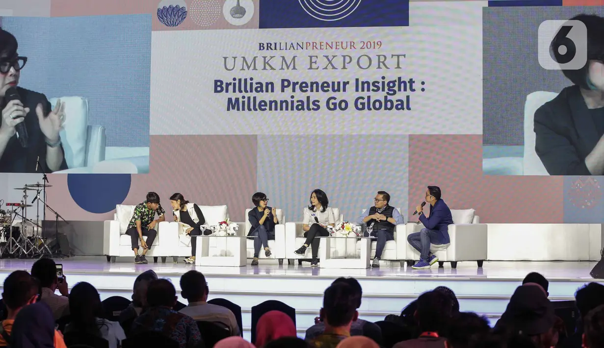 Suasana acara BRILIANPRENEUR 2019 di Jakarta Convention Center (JCC), Sabtu (21/12/2019). Direktur Konsumer BRI Handayani mengatakan, BRI mendorong produk UMKM dalam negeri bisa bersaing di pasar global agar bisa diekspor. (Liputan6.com/Faizal Fanani)