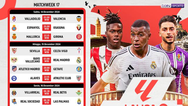 Jadwal La Liga 2024/25 Matchweek 17 di Vidio