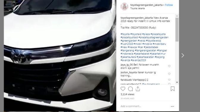 Toyota Avanza 2019 varian G (@toyotagreengarden_jakarta/Instagram)