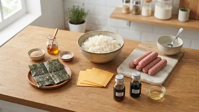 Bahan-bahan Sosis Gulung Nasi Keju.