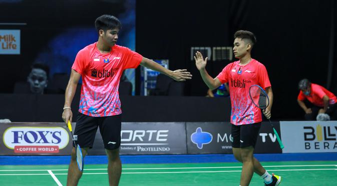 Leo Rolly Carnando/Daniel Marthin tampil pada Simulasi Piala Thomas dan Uber 2020, Kamis (3/9/2020). (PBSI)