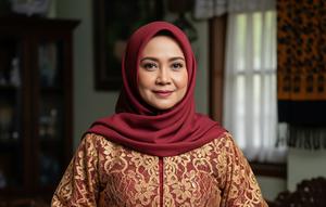 Gamis Batik Brokat Syar’i untuk Ibu 50 Tahun (Gemini AI)