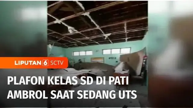 VIDEO: Plafon Ruang Kelas SD Ambrol Saat Berlangsung Ujian Tengah Semester