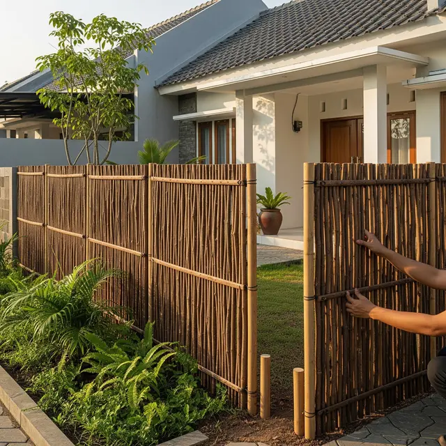 Desain Pagar Rumah Subsidi dari Ranting Kayu