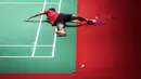 Pebulutangkis tunggal putra Indonesia, Anthony Sinisuka Ginting melakukan pemanasan saat latihan menjelang Indonesia Masters 2023 yang berlangsung di Istora Senayan, Jakarta, Senin (23/01/2023). (Bola.com/Bagaskara Lazuardi)