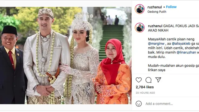 Uu Ruzhanul Ulum menjadi saksi nikah Ali Syakieb dan Margin Wieheerm (Instagram)