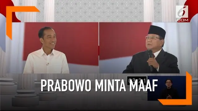 Usai debat, Prabowo minta maaf kepada Jokowi karena pembawaannya yang keras saat berbicara.