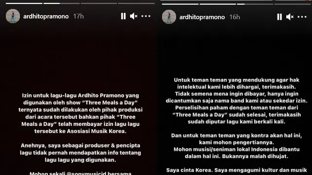 Unggahan Ardhito Pramono. (Instagram/ ardhitopramono)