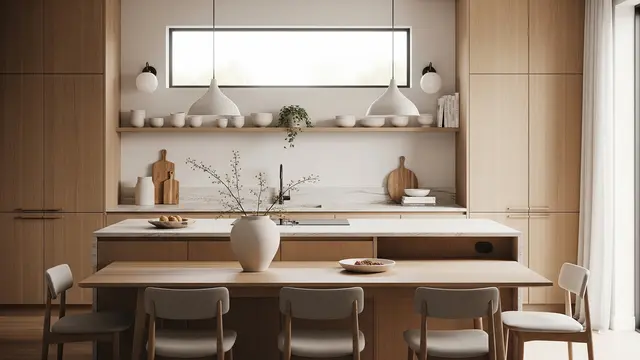 Inspirasi Dapur dan Meja Makan dengan Kabinet Kayu Minimalis (Image by Gemini AI)