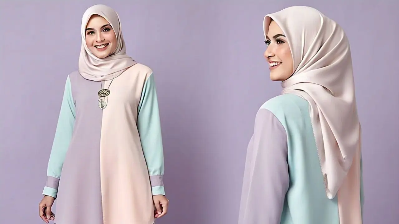 Outfit Vintage Hijab: Tunik Pastel dengan Celana Wide-Leg