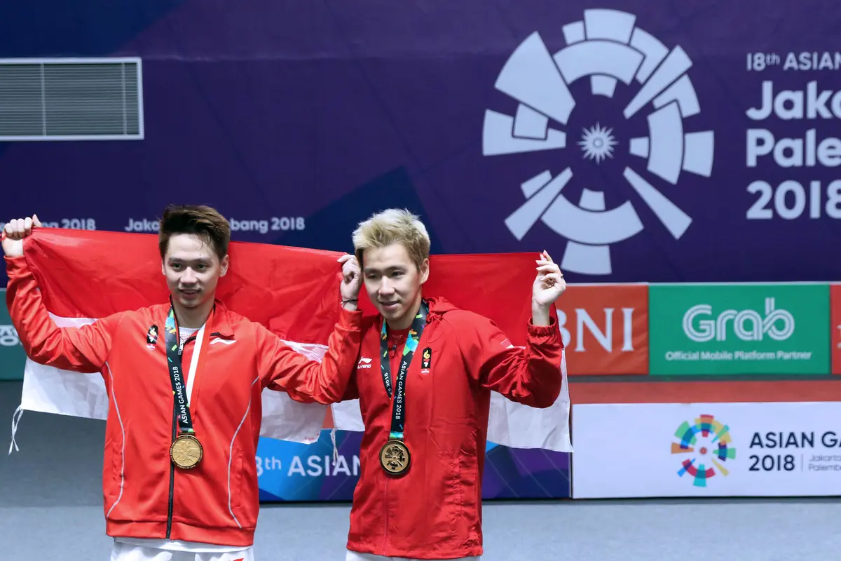 Aksi Dua Ganda Putra Indonesia di Final Perseorangan Asian Games 2018
